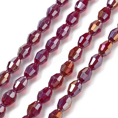 Transparent Electroplate Glass Beads Strands EGLA-A037-T6x8mm-B10-1