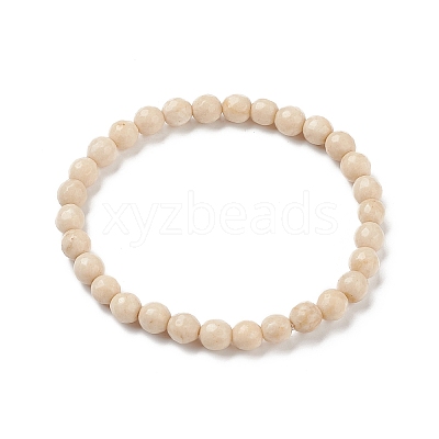 Natural Fossil Bead Stretch Bracelets BJEW-K212-A-015-1