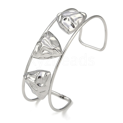 Non-Tarnish 304 Stainless Steel Wide Textured Open Cuff Bangles BJEW-Q348-05P-04-1