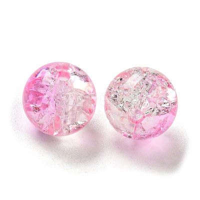 Transparent Spray Painting Crackle Glass Beads GLAA-L046-01B-1