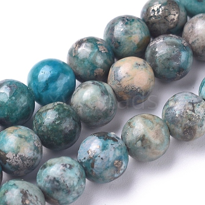 Natural African Pyrite Beads Strands G-D0006-C04-6mm-04-1