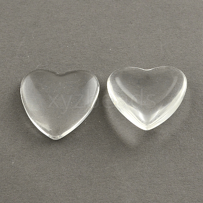 Transparent Glass Heart Cabochons GGLA-R021-23mm-1