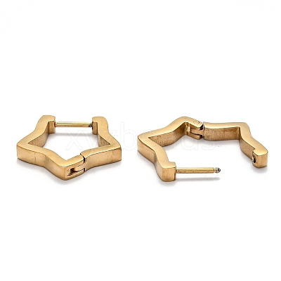 304 Stainless Steel Star Huggie Hoop Earrings STAS-J033-06G-1