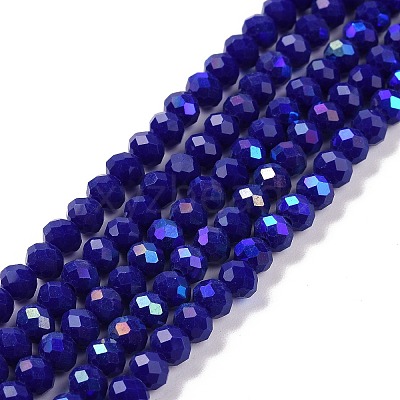 Electroplate Opaque Solid Color Glass Beads Strands X1-EGLA-A034-P4mm-L12-1