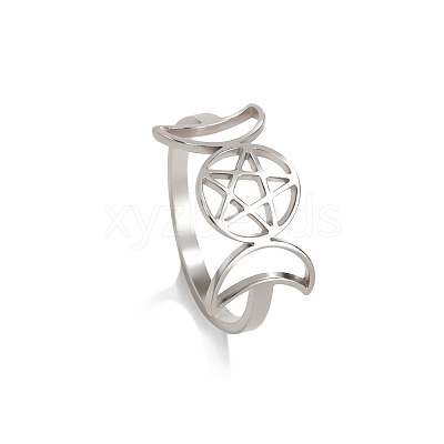 Moon Phase 304 Stainless Steel Finger Rings FS-WGB8857-03-1