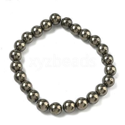 Natural Gold Pyrite/Golden Pyrite Beads Strands G-G459-B01-8mm-1