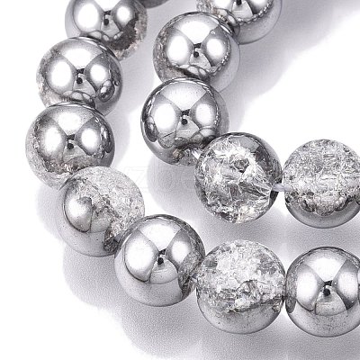 Electroplated Crackle Glass Beads Strands X-EGLA-N014-10mm-03-1