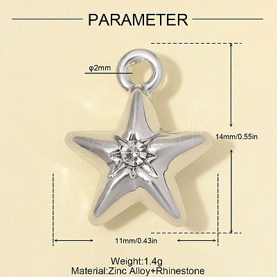 Zinc Alloy with Crystal Rhinestone Charms RB-OY001-94P-1