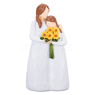 Mother & Daughter Resin Sculpture Display Decorations DJEW-WH0053-82A-1