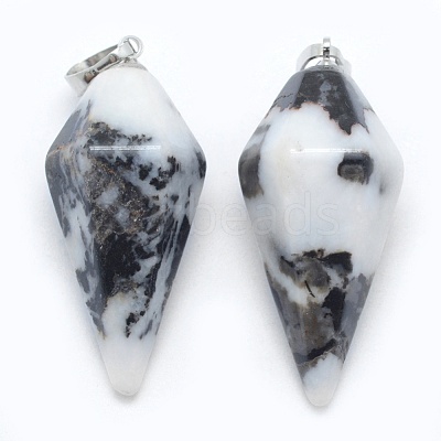 Natural Zebra Jasper Pointed Pendants KK-E757-F-03P-1