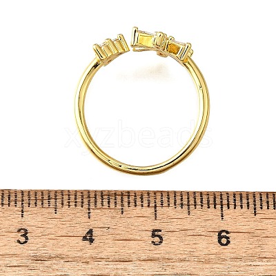Brass Micro Pave Clear Cubic Zirconia Cuff Rings for Women RJEW-H247-18G-1