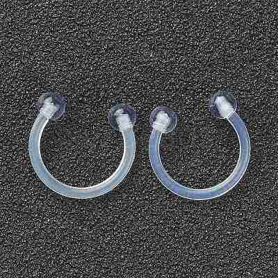 Acrylic Circular/Horseshoe Barbell with Double Round Ball X1-AJEW-P084-04B-1