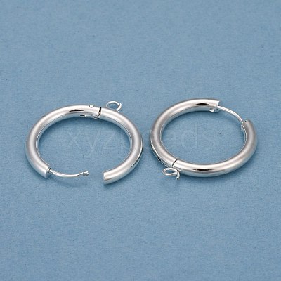 201 Stainless Steel Huggie Hoop Earring Findings STAS-P283-01K-S-1