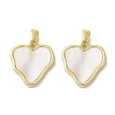 Brass Pave Shell Pendants KK-I708-13F-G-1