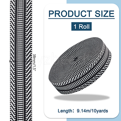10 Yards Polyester Striped Jacquard Ribbon OCOR-PH0004-10-1