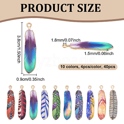 40Pcs 10 Colors Rack Plating Alloy Pendants FIND-UN0007-45-1