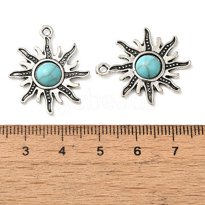 Tibetan Style Alloy Pave Imitation Turquoise Pendants FIND-NH0001-01AS-1