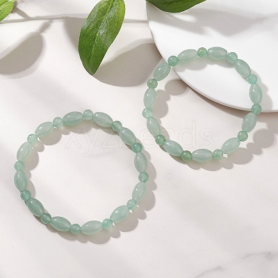 2Pcs 2 Styles  Natural Green Aventurine Beaded Stretch Bracelets for Couple BJEW-JB13416-02-1
