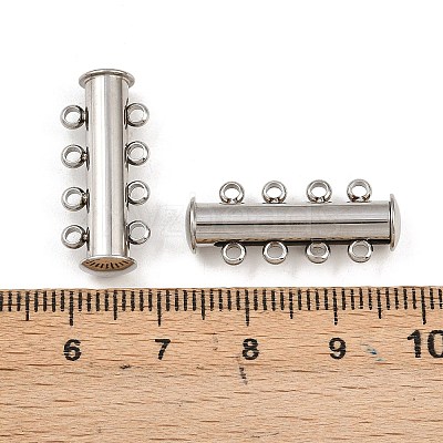 Non-Tarnish 4-Strands 304 Stainless Steel Slide Lock Clasps LS-STAS-H402-35P-01-1