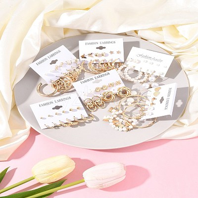 6Sets 6 Styles Alloy & Rhinestone Earring Sets for Women EJEW-FS0001-26-1