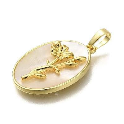 Brass Pave Shell Birth Flower Pendants FIND-I040-04H-1