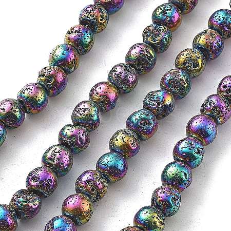 Electroplated Natural Lava Rock Beads Strands G-A251-B01-01I-1