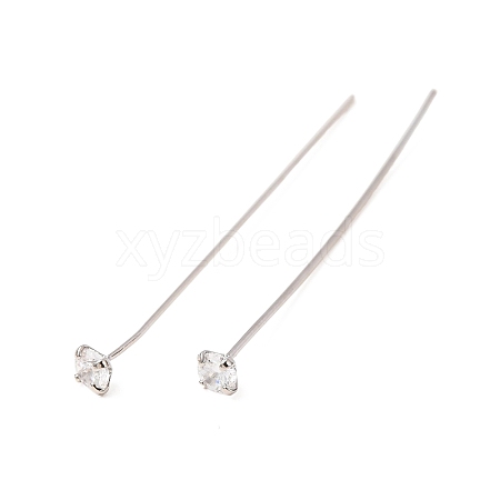 Brass Micro Pave Cubic Zirconia Stud Earring Findings CU-CBA4618-01P-01-1