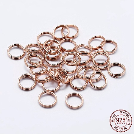 925 Sterling Silver Split Jump Rings STER-F036-01RG-0.6x7mm-1