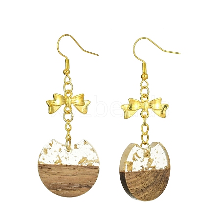 Resin & Walnut Wood Dangle Earrings EJEW-JE05507-03-1