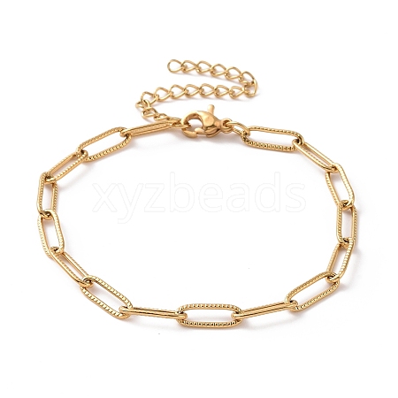 PVD Vacuum Plating 304 Stainless Steel Paper Chain Bracelet for Men Women BJEW-E031-13G-01-1