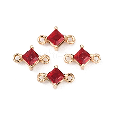 Brass Pave Glass Rhombus Links Connector Charms GLAA-Q088-001J-1