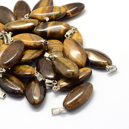 Horse Eye Natural Tiger Eye Pendants G-Q363-14-1