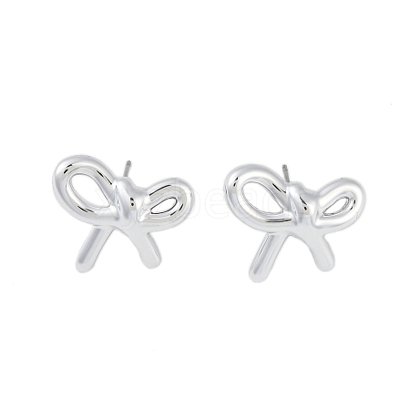 Bowknot CCB Plastic Stud Earrings for Women EJEW-Q382-07P-1