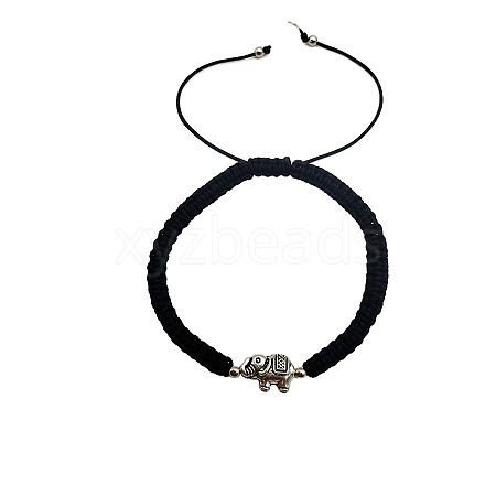 Alloy Elephant Bead Braided Bead Bracelets NI5372-6-1