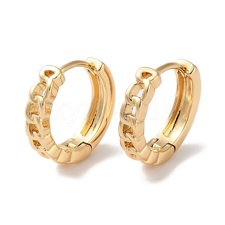 Curb Chain Shape Brass Hoop Earrings for Women EJEW-B056-01G-02-1