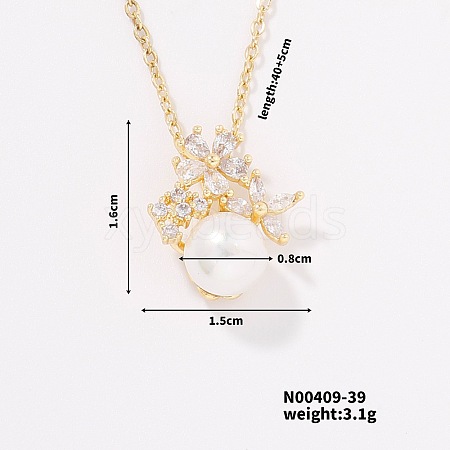 Fashionable Brass Clear Cubic Zirconia Pendant Cable Chain Necklaces for Women FN2830-3-1