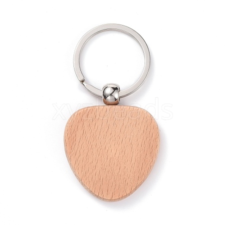 Natural Wood Keychain HJEW-P008-06-1