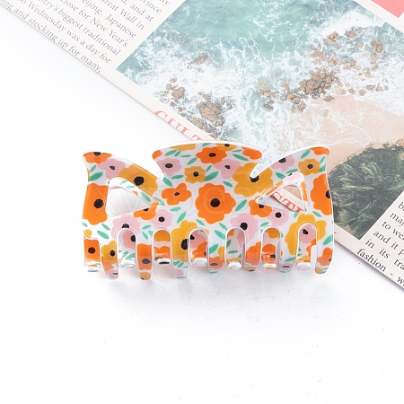 Flower Pattern PVC Claw Hair Clips PW-WG85920-01-1