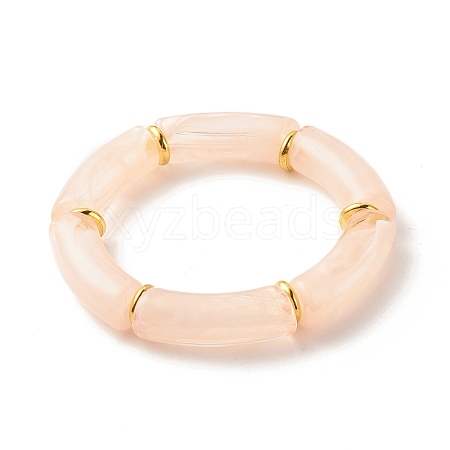Acrylic Tube Beaded Stretch Bracelets X-BJEW-JB07774-05-1
