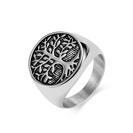 Retro Titanium Steel Tree of Life Finger Ring FIND-PW0020-06E-AS-1