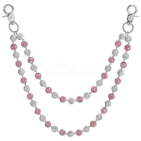 1Pc Polymer Clay Rhinestone Round Beaded Pants Chains AJEW-BM0001-29A-02-1
