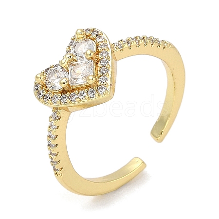 Rack Plating Brass Micro Pave Cubic Zirconia Cuff Finger Rings for Women RJEW-C114-21D-G-1