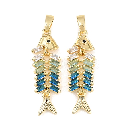 Brass Colorful Cubic Zirconia Pendants KK-E800-05B-G-1