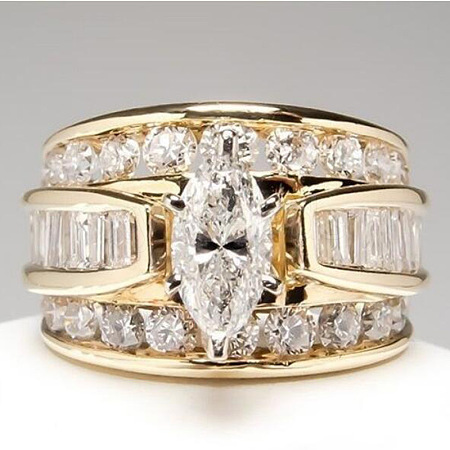 Horse Eye Alloy with Crystal Rhinestone Finger Rings FS-WG251C3-05-1