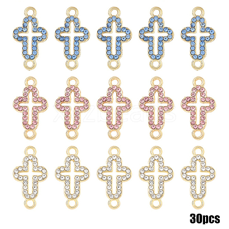 30Pcs 3 Colors Alloy Rhinestone Connector Charms FIND-YW0011-18B-1