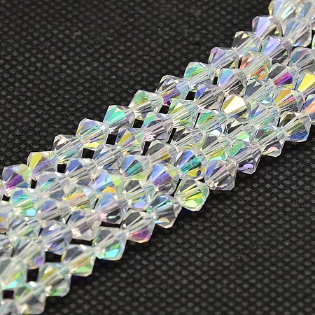 Imitate Austrian Crystal Electroplate Bicone Glass Bead Strands LS-GLAA-F029-4x4mm-A01-1