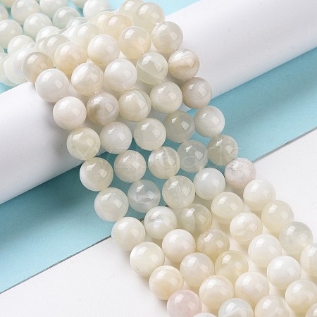 Natural White Moonstone Beads Strands G-F674-08-8mm-01-1