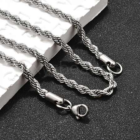 Non-Tarnish 304 Stainless Steel Rope Chain Necklaces NJEW-F226-03P-06-1