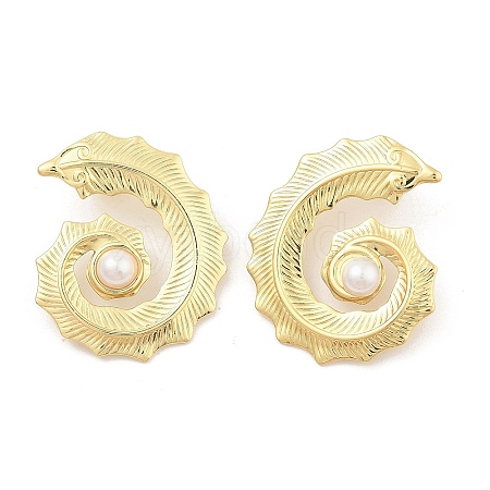 Feather Shape PVD Vacuum Plating 304 Stainless Steel Stud Earrings for Women EJEW-C120-06G-1