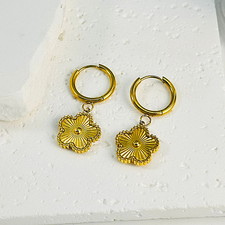 Stylish Stainless Steel Flower Hoop Earrings for Daily Wear PG9656-1